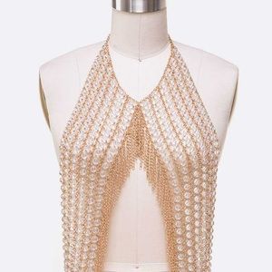 Resin Beads Fringe Chain Statement Body Chain